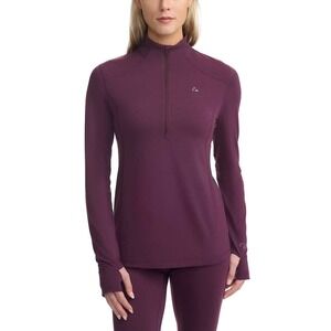 Paradox Womans Merino Wool Blend Performance Base Layer Top purple 1/4 Zip L